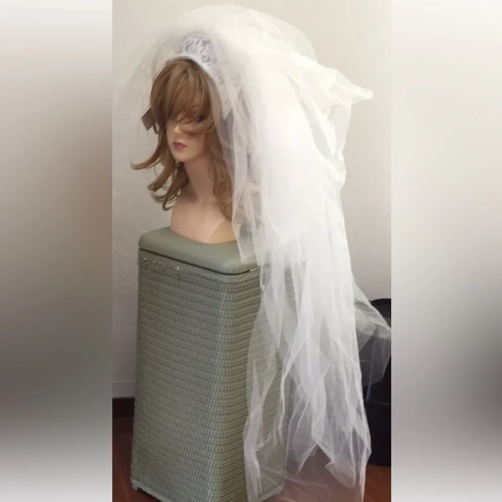 Vintage 50s 60s Wedding Veil Bridal Lace Juliet Cap
